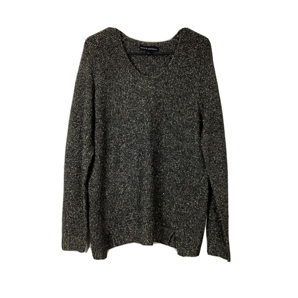 Rock & Republic Black & Gold Metallic Scoop Neck Sweater SZ S - Picture 1 of 10